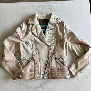 Corral Studded Embellished Leather Moto Biker Jacket‎ Western Chic